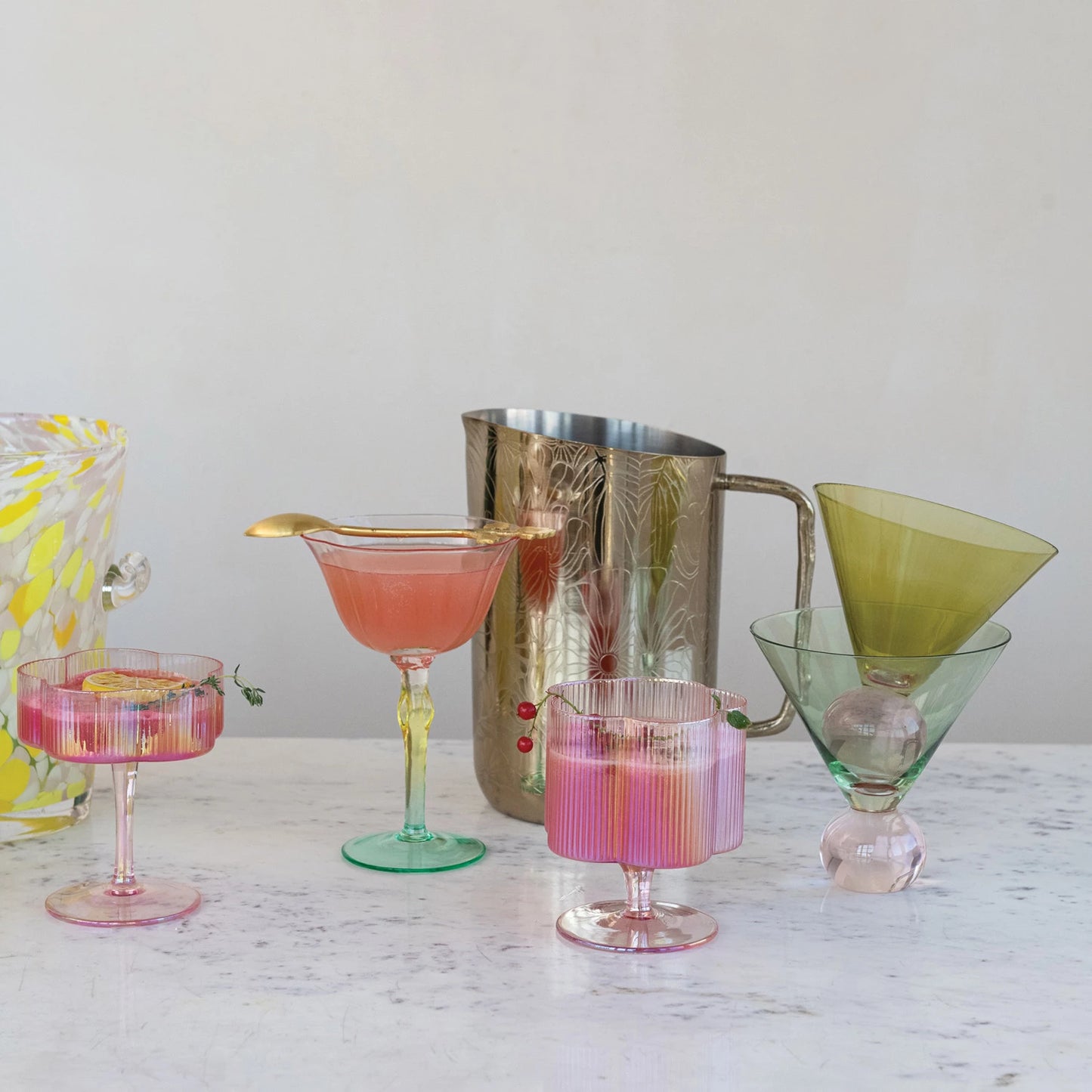 Hand-Blown Pastel Gradient Stemmed Wine Glass