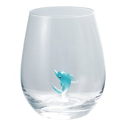 Whimsical Ocean Creatures Stemless Wine Glass
