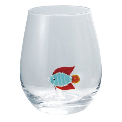 Whimsical Ocean Creatures Stemless Wine Glass