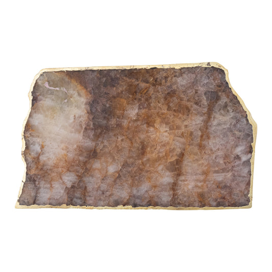 Agate Slab w/ Gold Electroplated Edge, Natural (Each One Will Vary)
