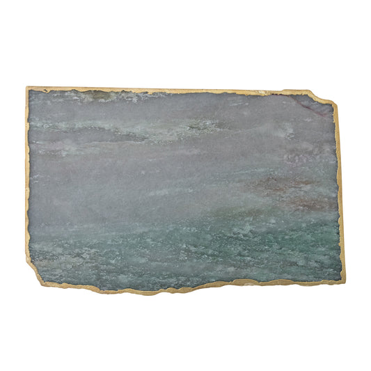 Agate Slab w/ Gold Electroplated Edge, Blue (Each One Will Vary)