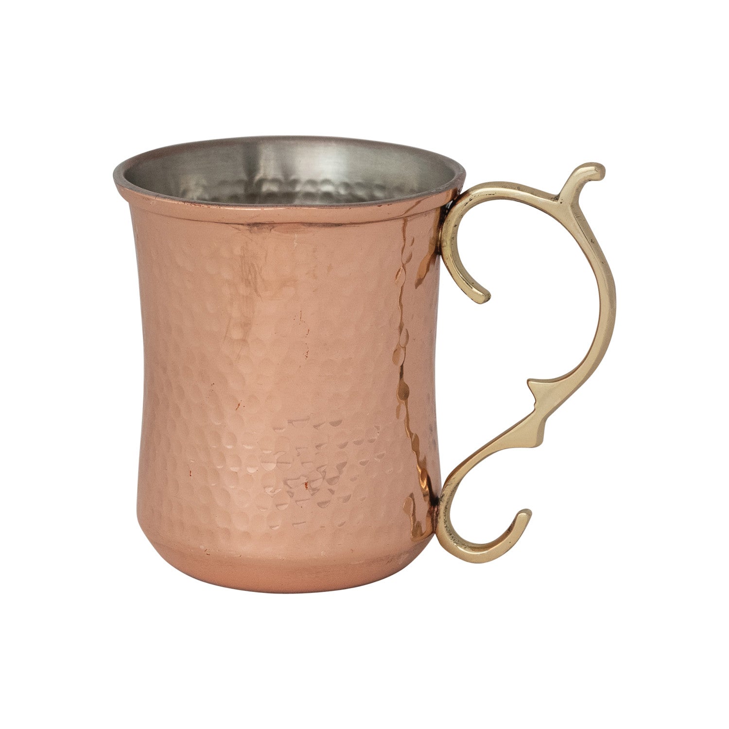 10 oz. Hammered Stainless Steel Mule Mug w/ Brass Handle, Copper Finish