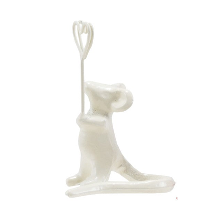 Enameled Cast Iron Mouse Holding Heart Shaped Place Card/Photo Holder, 4 Colors