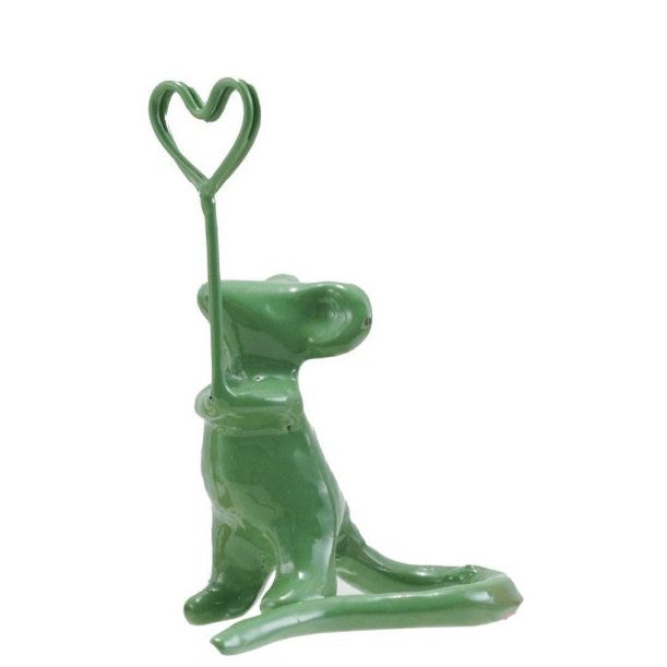 Enameled Cast Iron Mouse Holding Heart Shaped Place Card/Photo Holder, 4 Colors