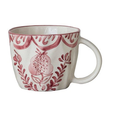 Botanical Design Organic Shaped Stoneware Mug, 4 Colors