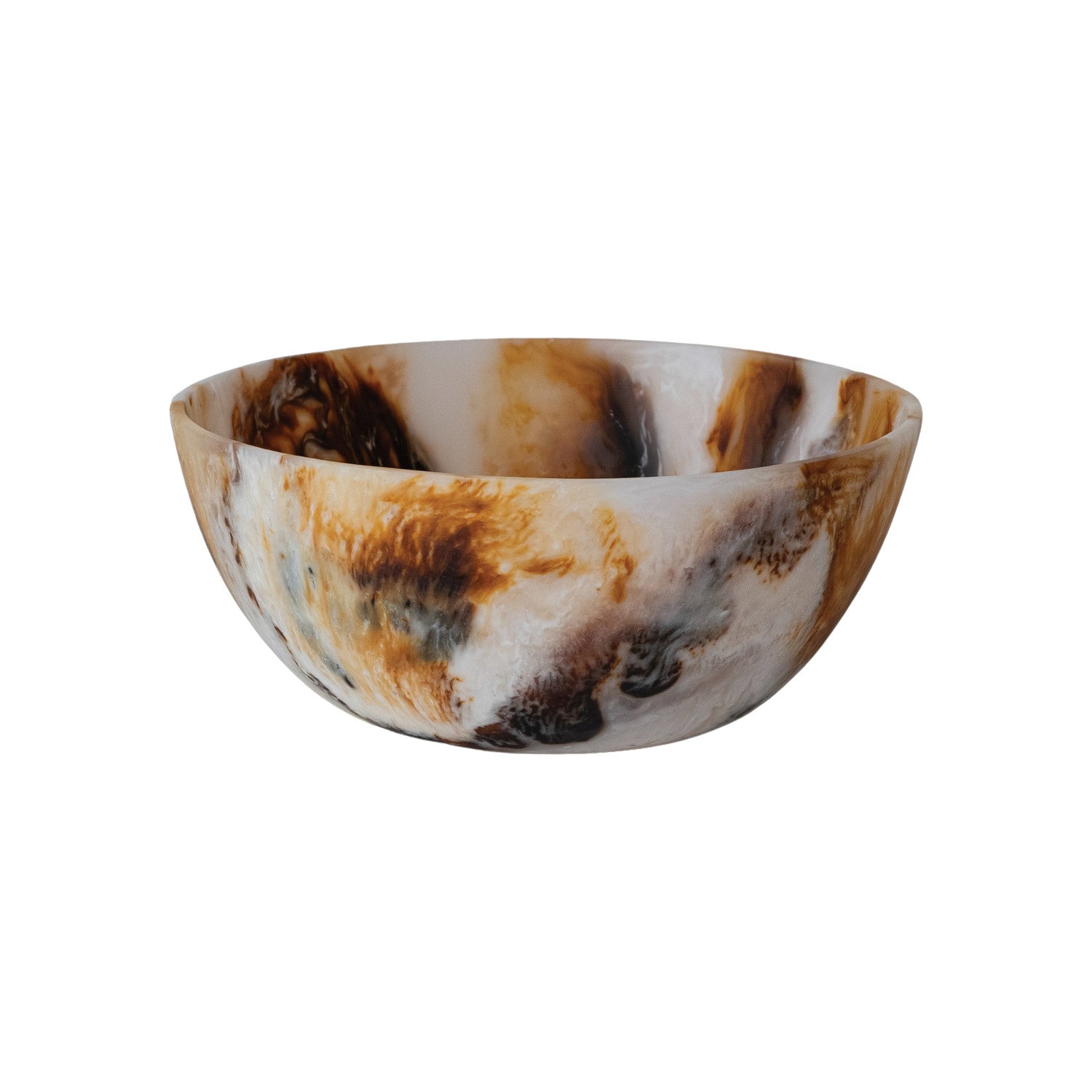 Marbled Resin Bowl, Brown & Cream Color (Each One Will Vary)