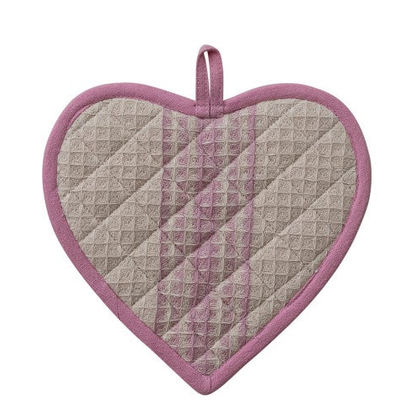 Heart Shaped Cotton Quilted Waffle Weave Pot Holder with Stripes, 3 Styles