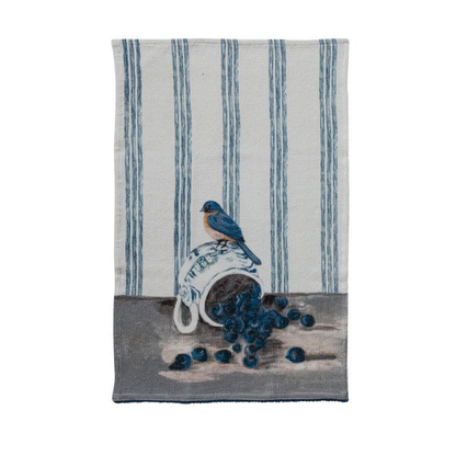 Bird Still Life Cotton Waffle Weave Tea Towel