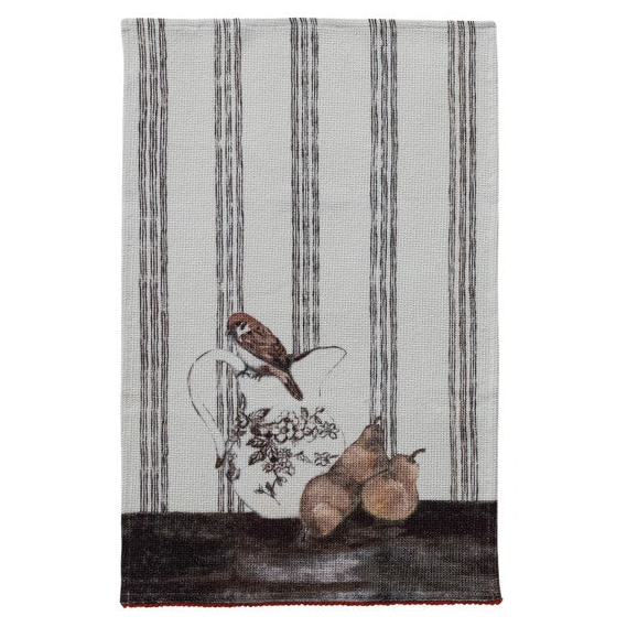 Bird Still Life Cotton Waffle Weave Tea Towel