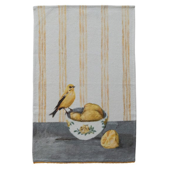 Bird Still Life Cotton Waffle Weave Tea Towel