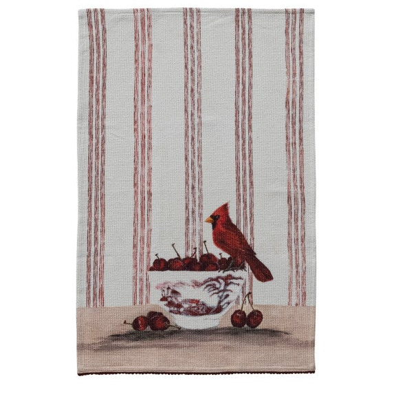 Bird Still Life Cotton Waffle Weave Tea Towel