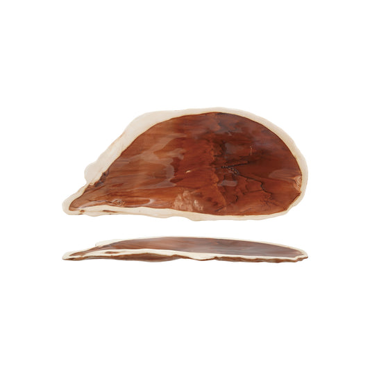 Handmade Stoneware Oyster Shell Shaped Platter, Green (Each One Will Vary)