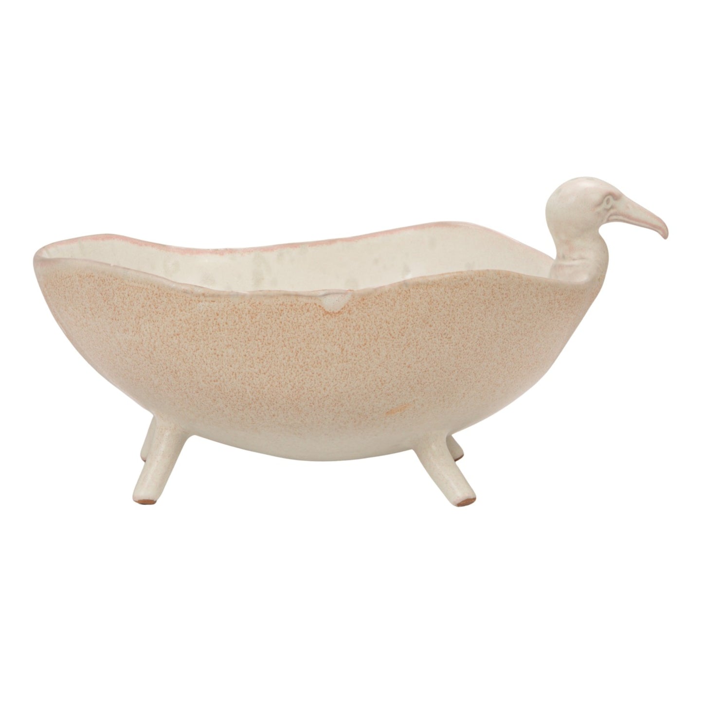 Stoneware Footed Bird Shaped Bowl, White Speckled (Each One Will Vary)