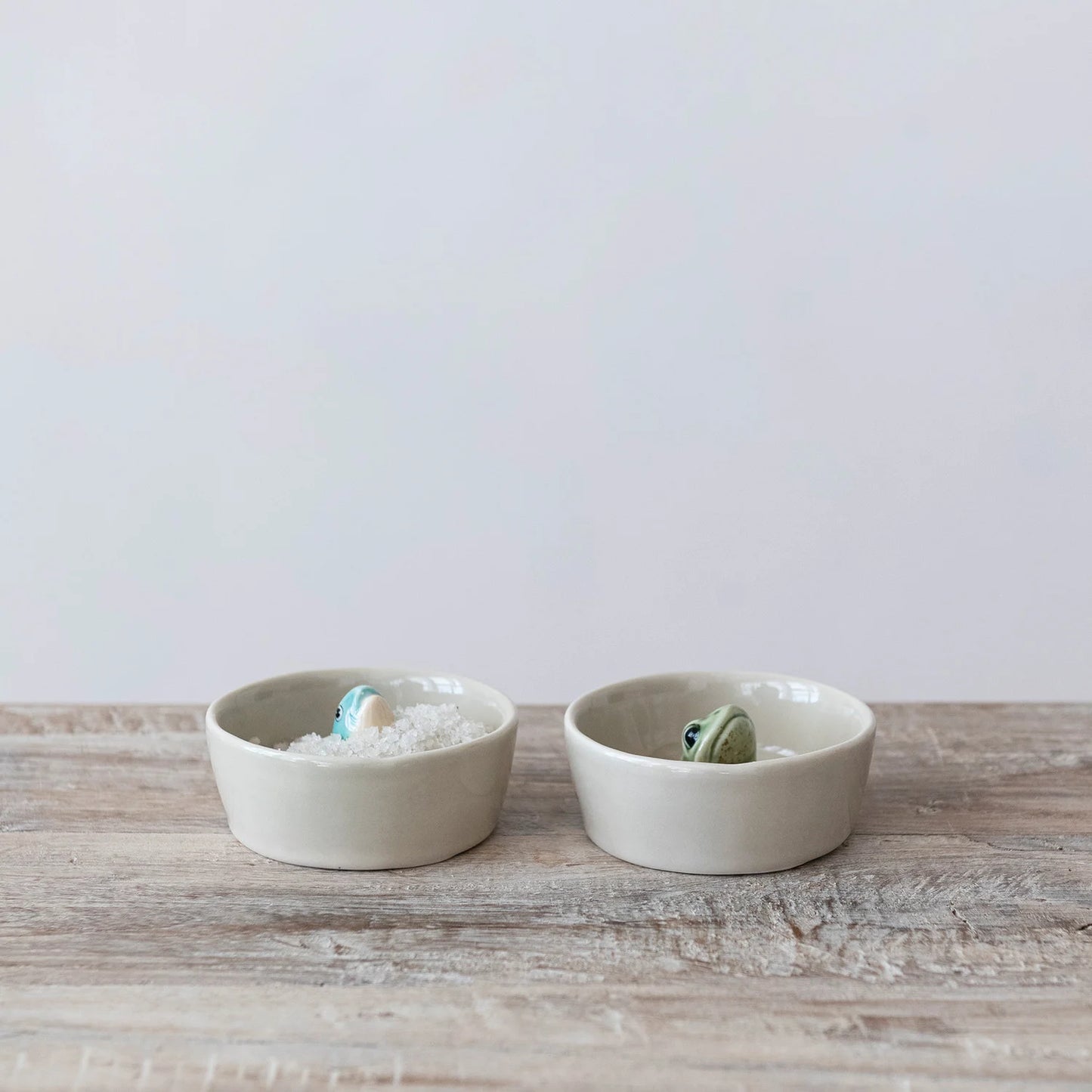 Hand-Painted Stoneware Dish with Frog/Fish Inside, 2 Styles