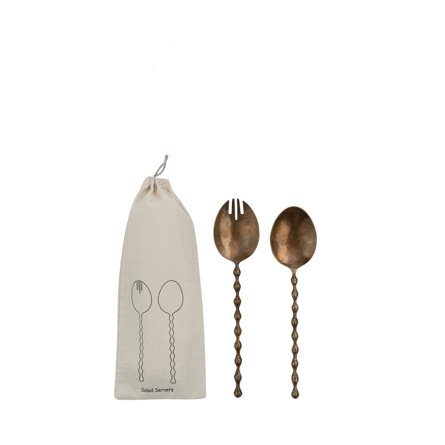Stainless Steel Salad Servers with Turned Handles, Set of 2 in Bag