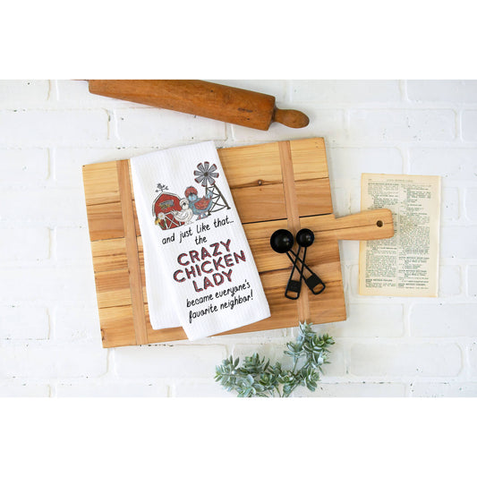 Crazy Chicken Lady Funny Kitchen Towel