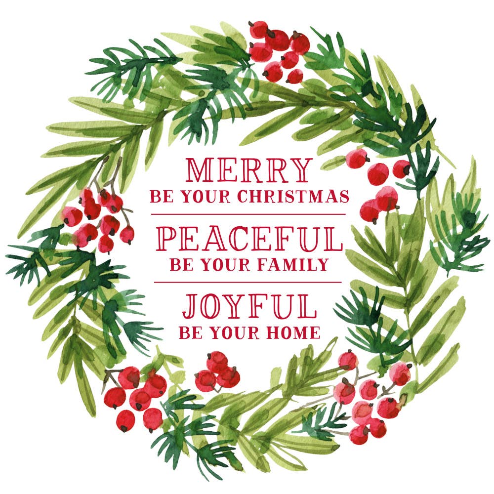 Merry Peaceful Joyful Christmas Cocktail Napkins - 20ct