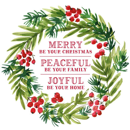 Merry Peaceful Joyful Christmas Cocktail Napkins - 20ct