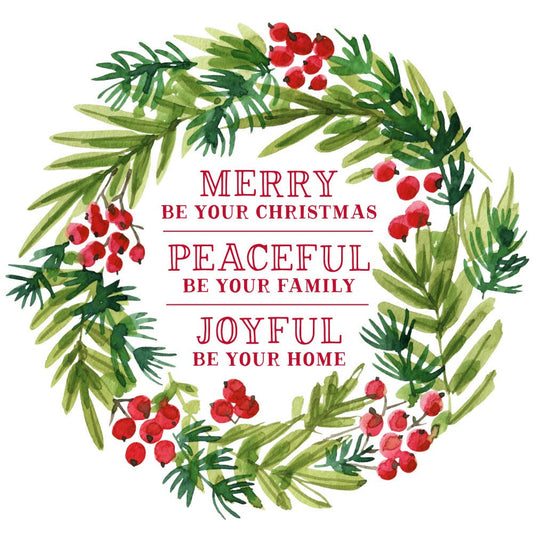 Merry Peaceful Joyful Christmas Cocktail Napkins - 20ct