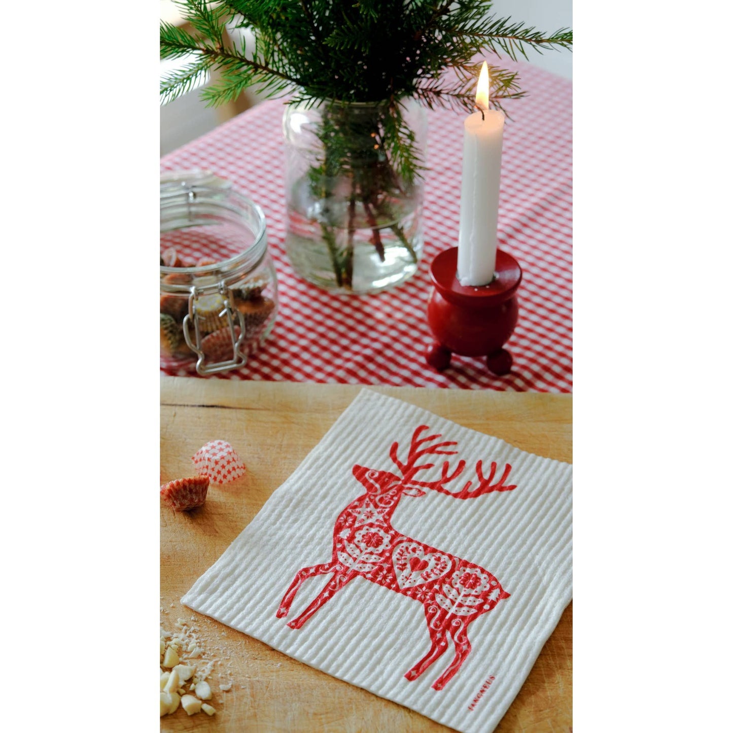 Swedish Dishcloth - Reindeer - Red