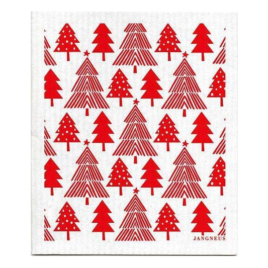 Swedish Dishcloth - Christmas Forest - Red DT