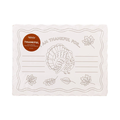 Thankful Coloring Placemat Kids Thanksgiving Activity