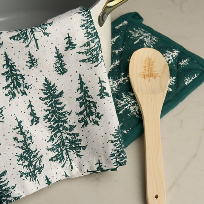 3 Piece Christmas Holiday Evergreen Trees Kitchen Set