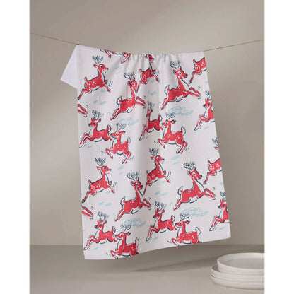 Prancing Reindeer Tea Towel