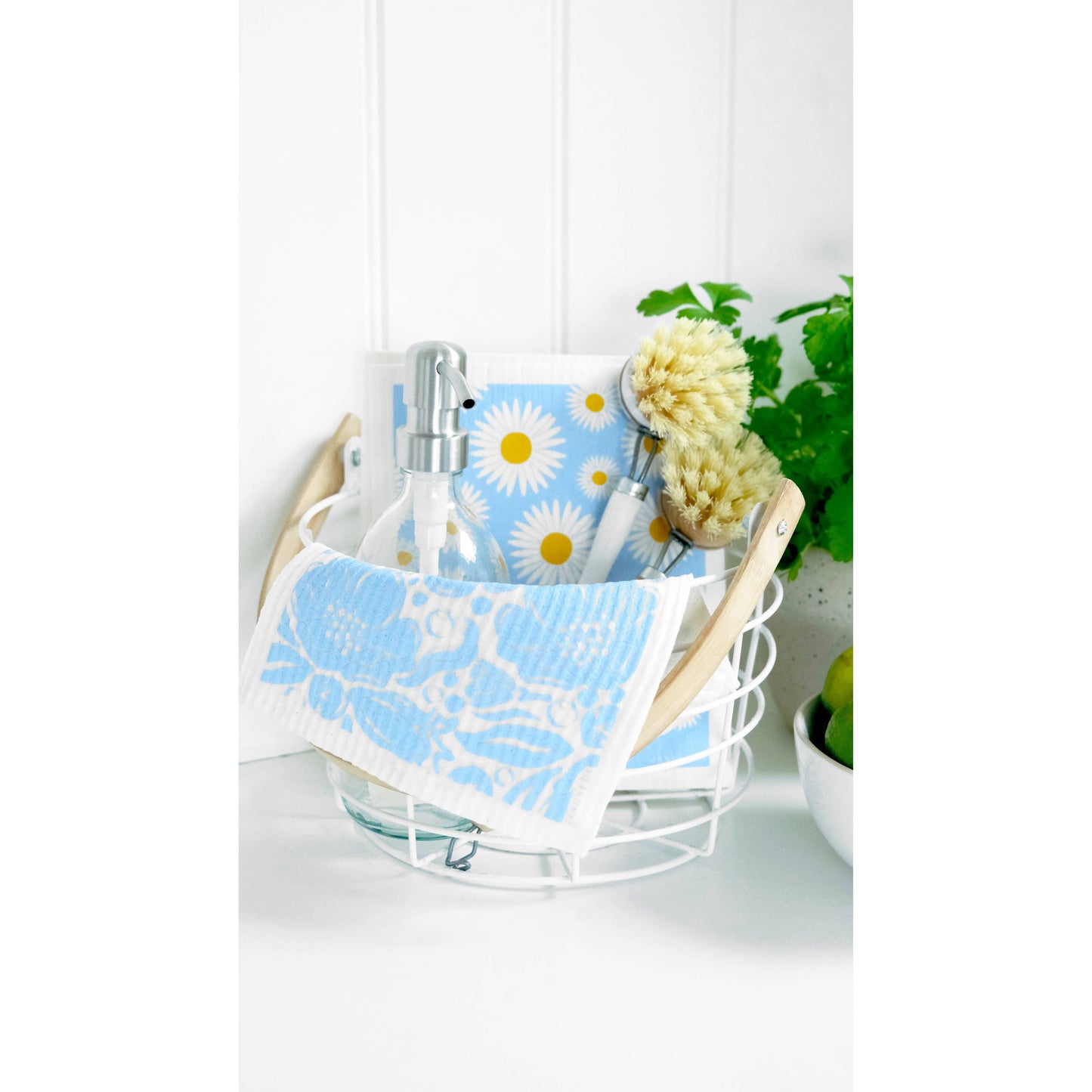 Swedish Dishcloth - Daisy - Blue/Ochre
