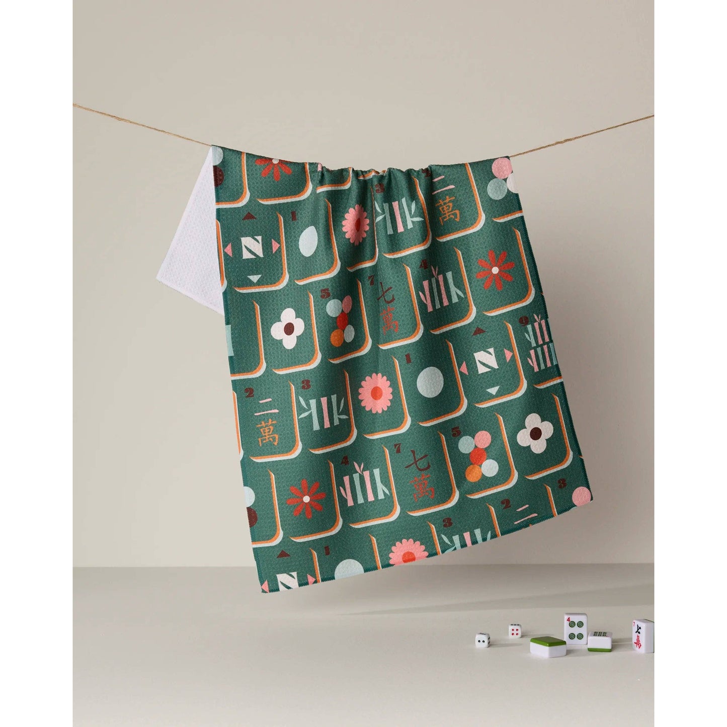 Moss Tile Toss Geometry Tea Towel