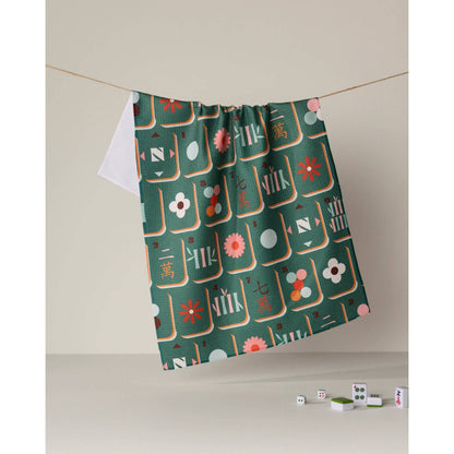 Moss Tile Toss Geometry Tea Towel
