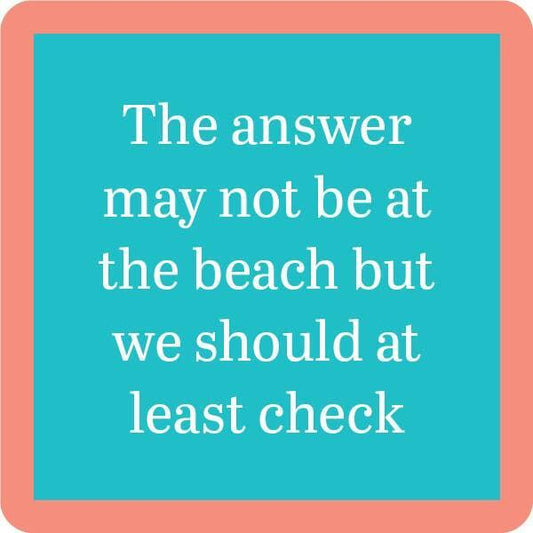 Beach Answer Coaster | Funny Party Gift | Home Bar Decor
