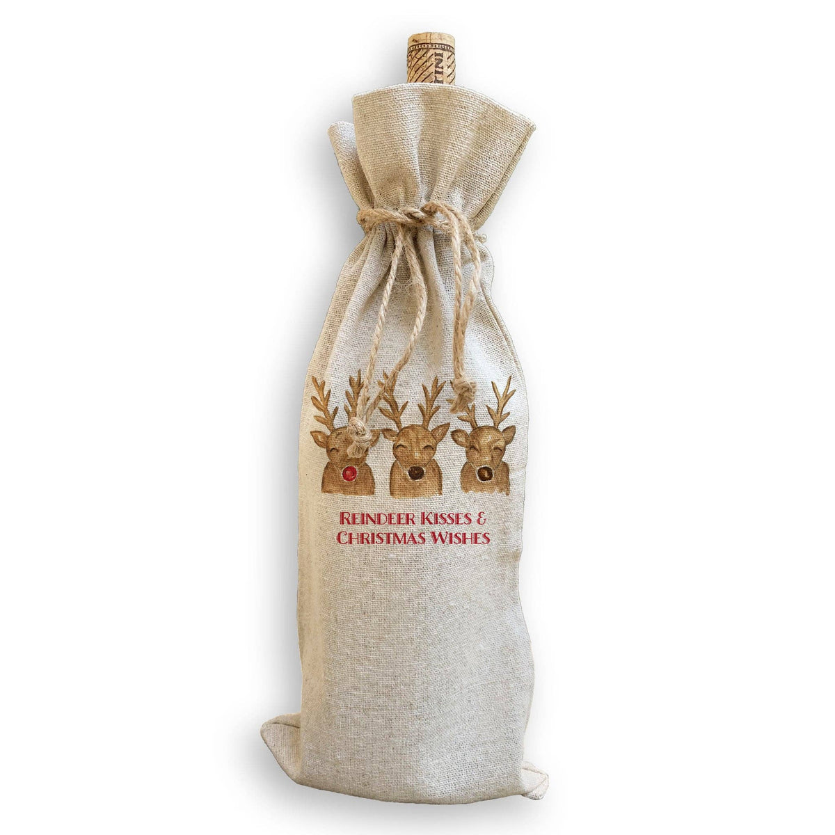 Reindeer Kisses & Christmas Wishes Wine Gift Bag
