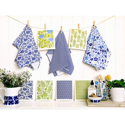 Swedish Dishcloth - Leaves - Blue