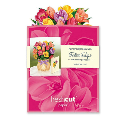 Festive Tulips Mini Pop Up Greeting Card