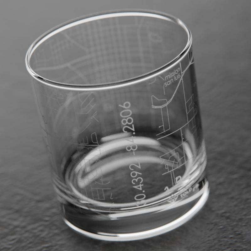 Tallahassee FL Map Rocks Whiskey Glass