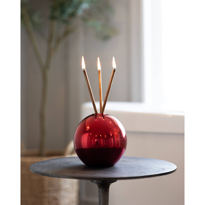 Neva Vase, Red Metallic Candle Holder