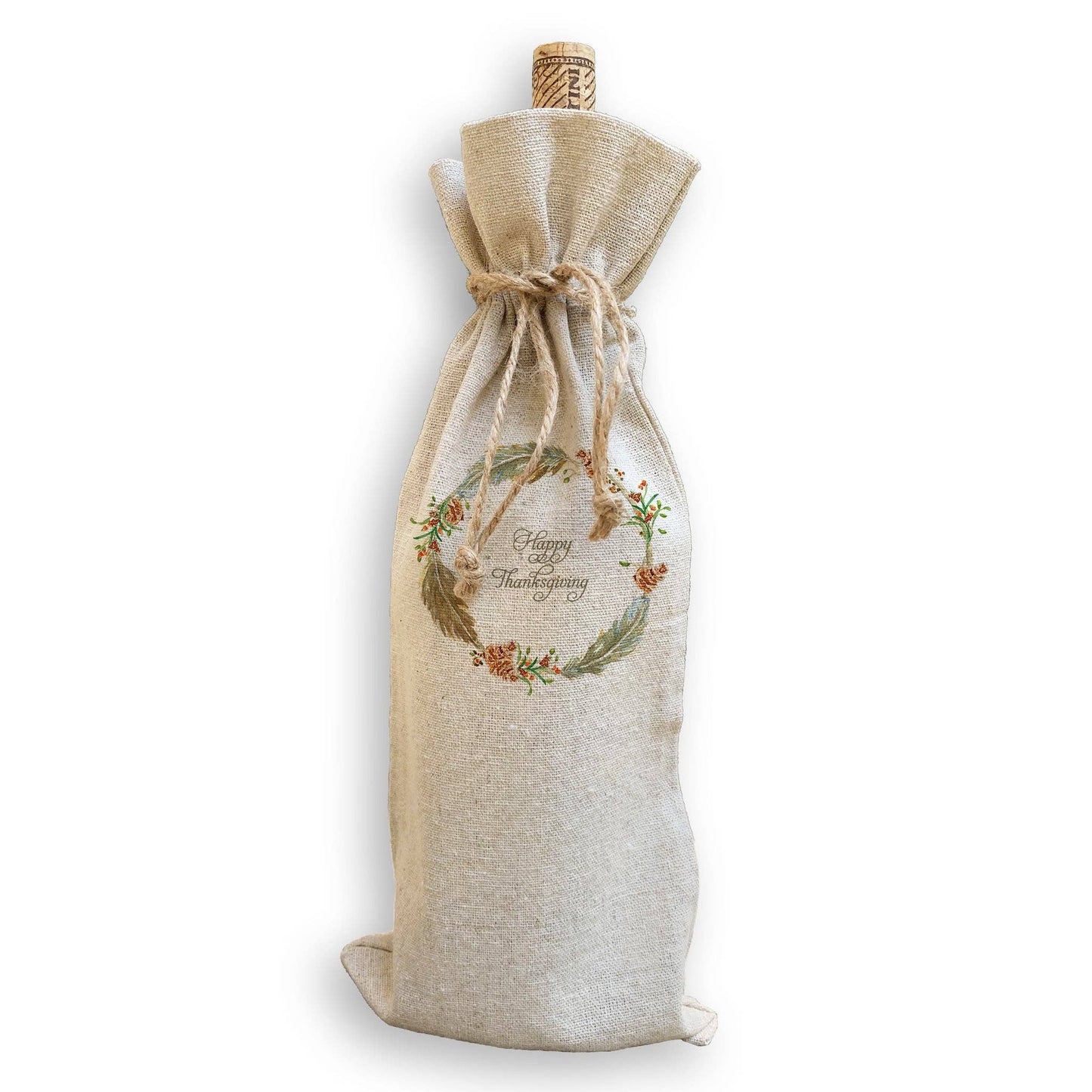Thanksgiving Feather Wreath Wine Gift Bag