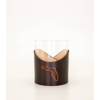 Leather Rocks Glass - Florida State Outline