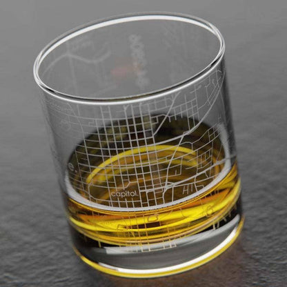 Tallahassee FL Map Rocks Whiskey Glass