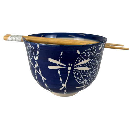 Tombo Dragonfly Donburi Bowl With Chopsticks Set