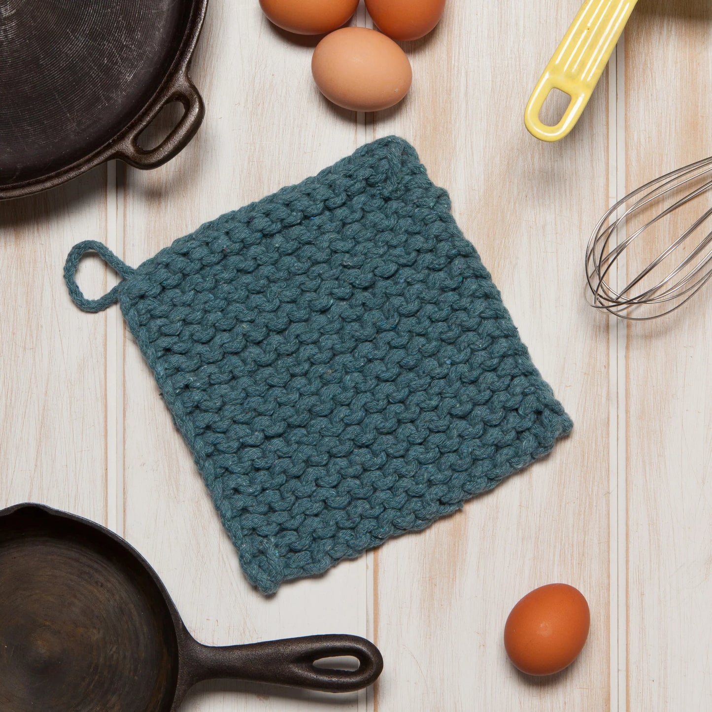 Lagoon Blue Knit Potholder