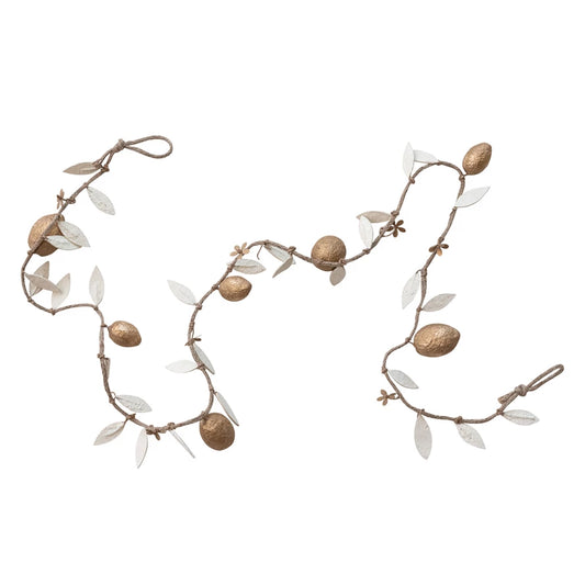 Handmade Paper Mache & Metal Garland with Jute Cord