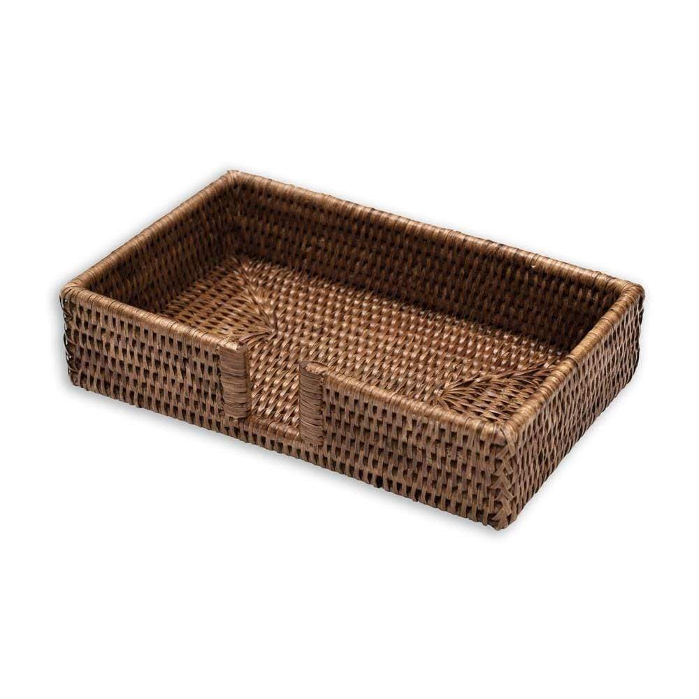 Rattan Guest Towel Napkin Holder in Dark Natural