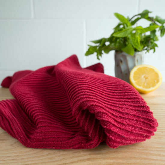 Ripple Carmine Red Dishtowel