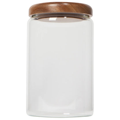 Acacia Wood Medium Glass Jar - 32 oz