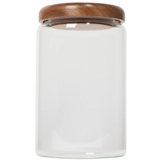 Acacia Wood Medium Glass Jar - 32 oz