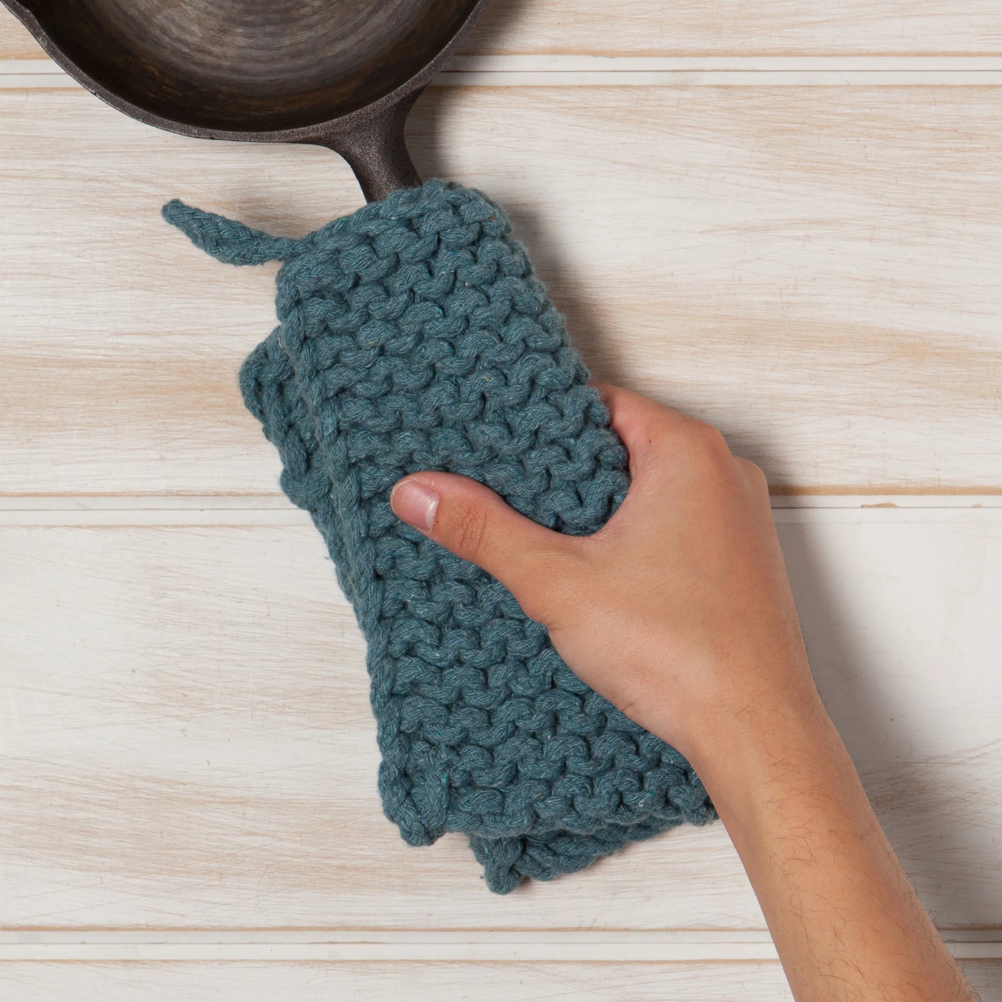 Lagoon Blue Knit Potholder