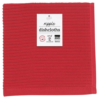Ripple Red Dishcloths Set of 2