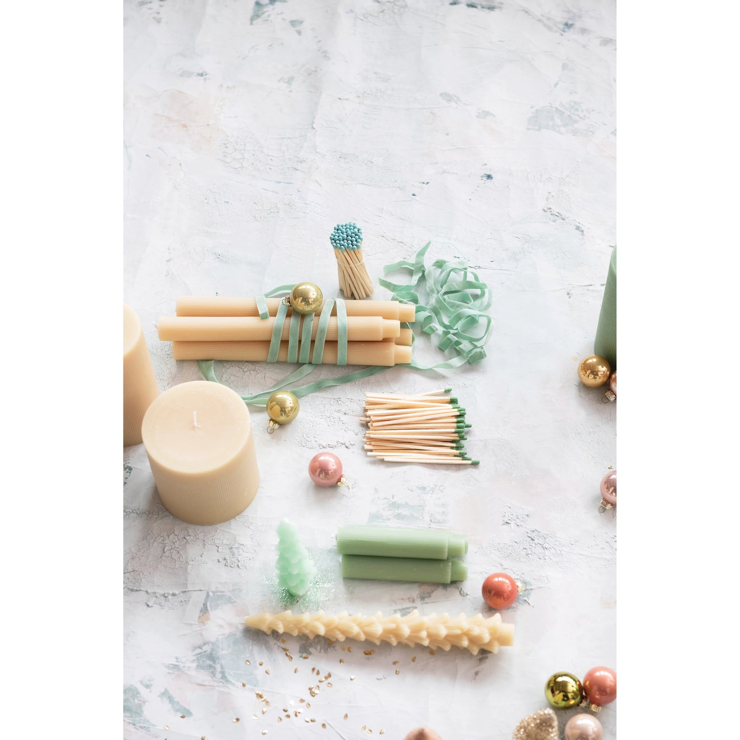 Ivory Unscented Tree Shaped Taper Candles, Set of 2